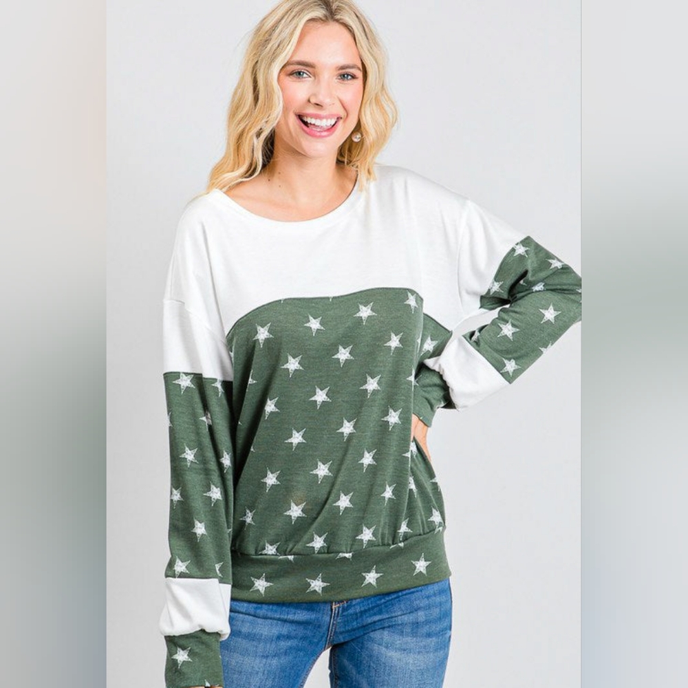 🔥LAST CHANCE NEW Stars Print Crewneck Women's Sweatshirt